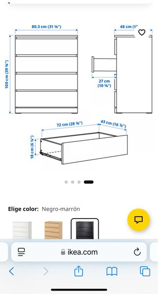 Cómoda de madera negra Ikea
