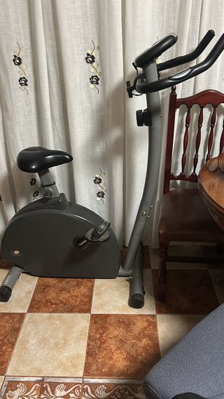Bicicleta Estática Gris y Negra