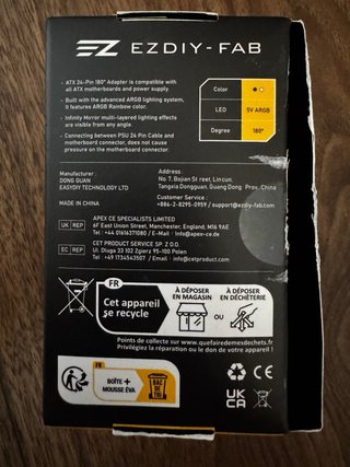 Adattatore ATX 24 pin 180° EZDIY-FAB ARGB - Bianco