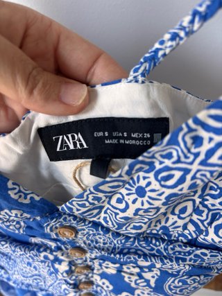 Mono corto Zara azul y blanco