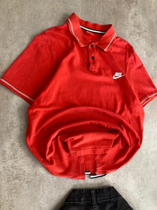 Polo Nike Pique Bordado Swoosh Rojo