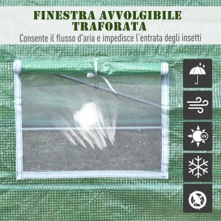 Serra per Piante a Tunnel 6x3x2 m in Acciaio e PE