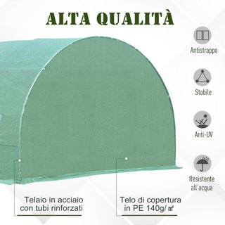 Serra per Piante a Tunnel 6x3x2 m in Acciaio e PE