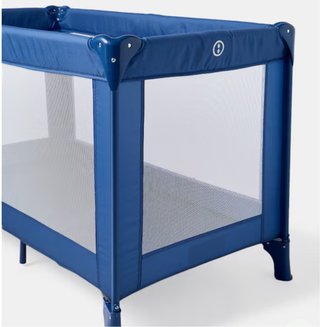 Cuna de viaje + colchon  azul plegable
