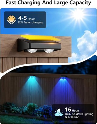 Luci solari muro RGB bianco caldo freddo 6 pezzi