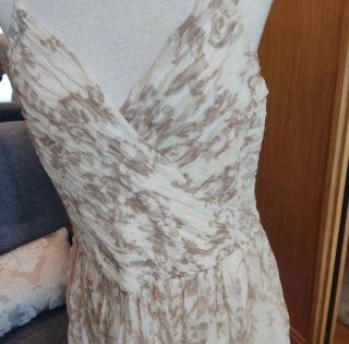 Vestido Massimo Dutti Beige/Blanco