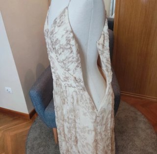Vestido Massimo Dutti Beige/Blanco