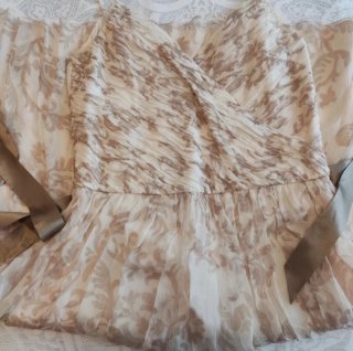 Vestido Massimo Dutti Beige/Blanco