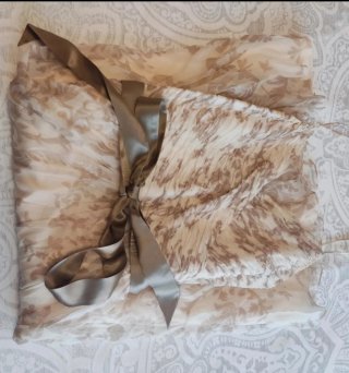 Vestido Massimo Dutti Beige/Blanco