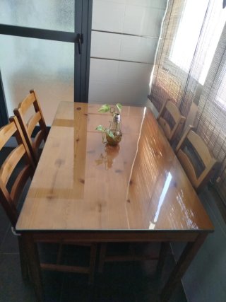 Mesa Comedor Madera y Cristal + 4 Sillas