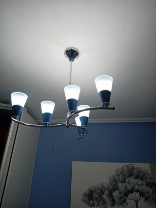 Lámpara de techo dormitorio azul y plata