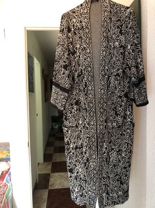 Cárdigan estampado negro y gris talla única