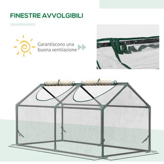 Mini Serra da Giardino con 2 Finestre Avvolgibili