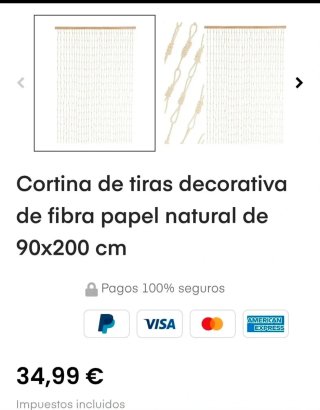 Cortina de cuentas madera y tela
