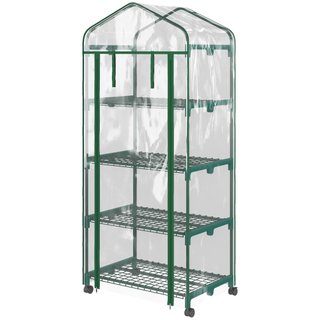Serra per Piante Verticale con Scaffale 4 Ripiani