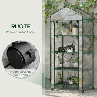 Serra per Piante Verticale con Scaffale 4 Ripiani