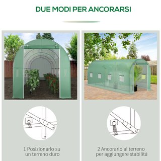 Serra a Tunnel da Giardino 5x2x2 m con 8 Finestre