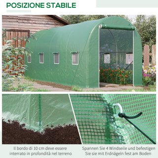 Serra a Tunnel da Giardino 5x2x2 m con 8 Finestre