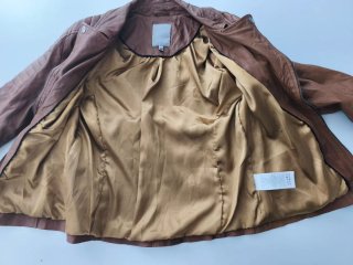 Chaqueta de cuero marrón auténtico
