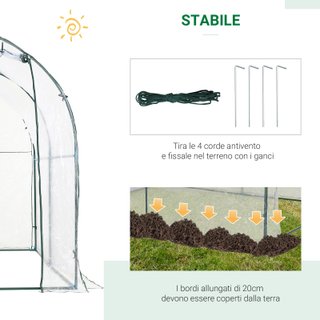 Serra Tunnel da giardino per Piante 2 x 2.5 x 2 m