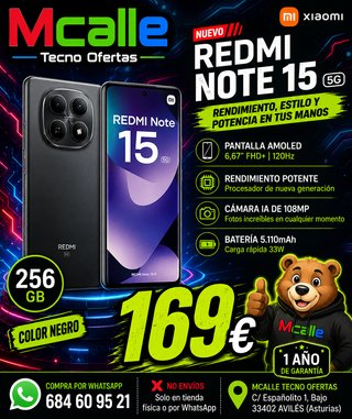 Xiaomi Redmi Note 15 256GB Negro