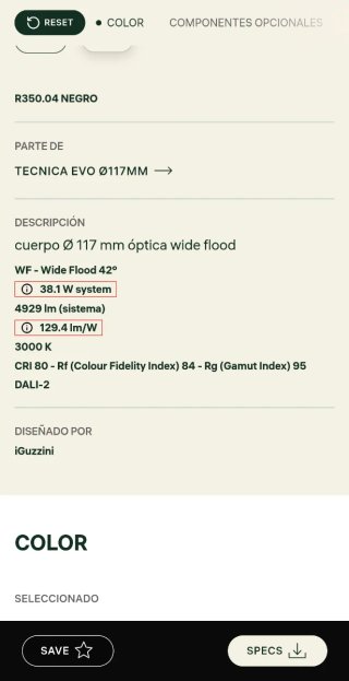 Proyector LED iGuzzini Tecnica Evo R350 DALI 38,1W