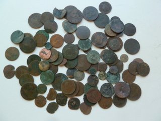 Lote (2) Monedas Cobre Antigua
