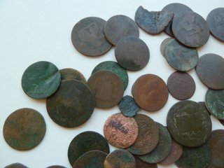 Lote (2) Monedas Cobre Antigua