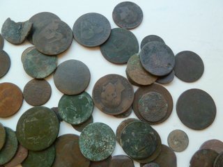 Lote (2) Monedas Cobre Antigua