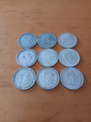 9 Monedas Franco 100 Pesetas Plata 1966