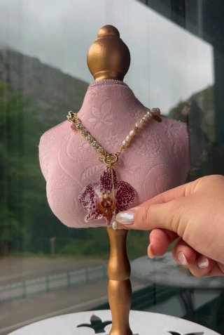 Lote de 2 collares de Orquídea Natural