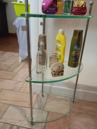 Mueble baño cristal y metal plateado