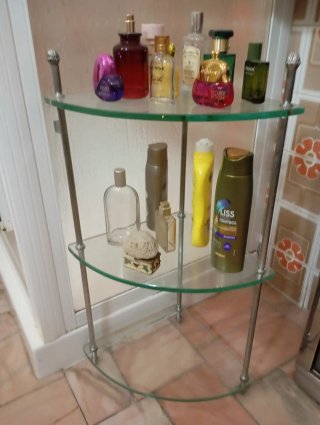 Mueble baño cristal y metal plateado