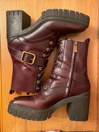 UTERQÜE - botines tacón piel Burdeos 39