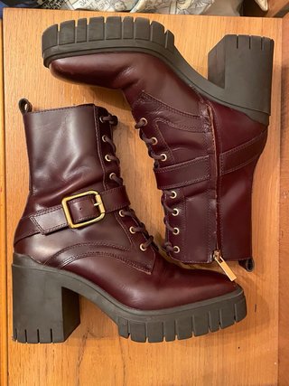 UTERQÜE - botines tacón piel Burdeos 39