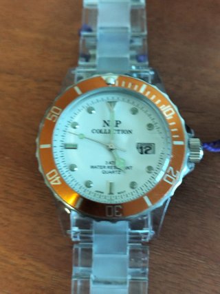 Reloj NP Collection Unisex Nuevo Naranja Blanco