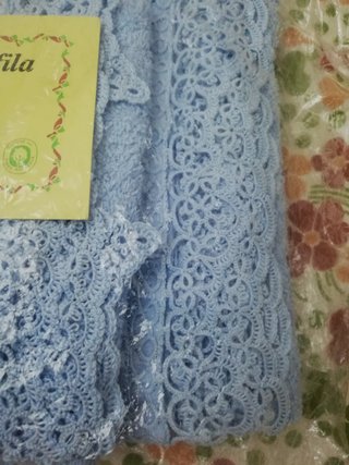 Set Asciugamani Nadine 1+1 Cotone Azzurro Pizzo