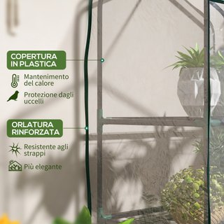 Mini Serra da Giardino Copertura in PE 3 Ripiani