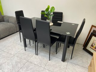 Comedor 6 plazas cristal negro moderno