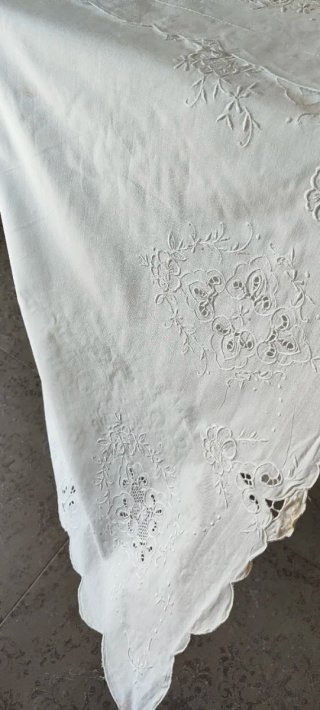 Lenzuolo matrimoniale, cotone ricamato con federe