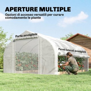 Serra Giardino 4x3m Tunnel 8 Finestre Avvolgibili