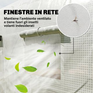 Serra Giardino 4x3m Tunnel 8 Finestre Avvolgibili