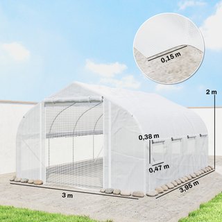 Serra Giardino 4x3m Tunnel 8 Finestre Avvolgibili