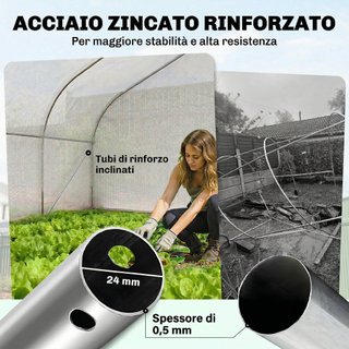 Serra Giardino 4x3m Tunnel 8 Finestre Avvolgibili