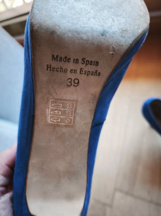 Zapato Tacón Ante Azul Eléctrico