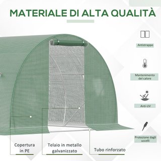 Serra a Tunnel da Esterno 4.5x3x2m e 6 Finestre