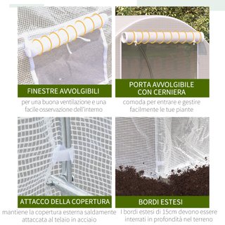 Serra da Giardino a Tunnel 5 x 2 x 2 m Bianco