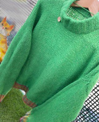 Jersey Lana Natural Multicolor tejido a mano