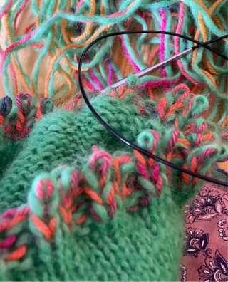 Jersey Lana Natural Multicolor tejido a mano