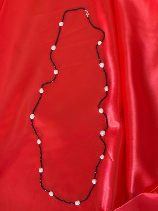 Collana unisex tormaline nere e perle